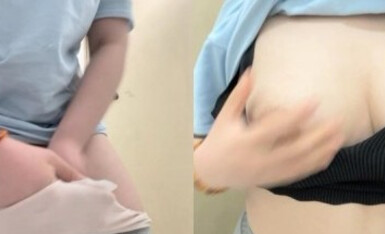 【女大学生宿舍】，封校中，下午宿舍集体刷剧，偷拍室友，厕所露出大奶子和骚逼，精彩刺激